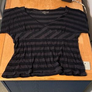 Old Navy Black and Gray Striped Short Sleeve Top